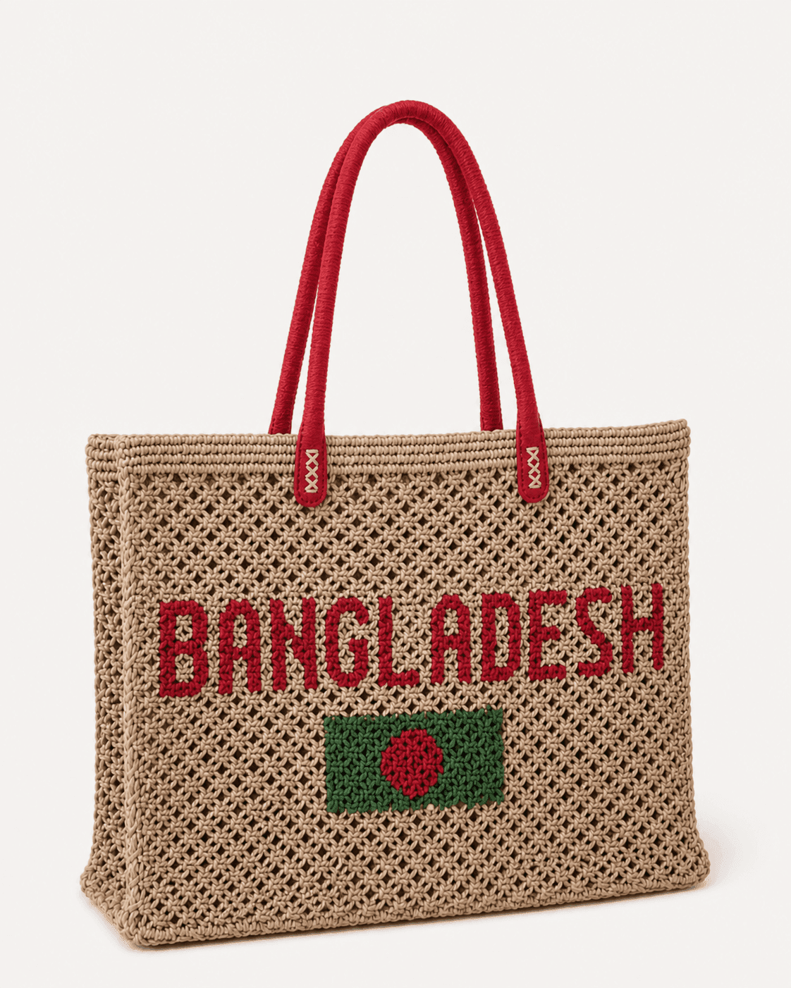 Artisan Bangladesh Flag Macrame Shopper
