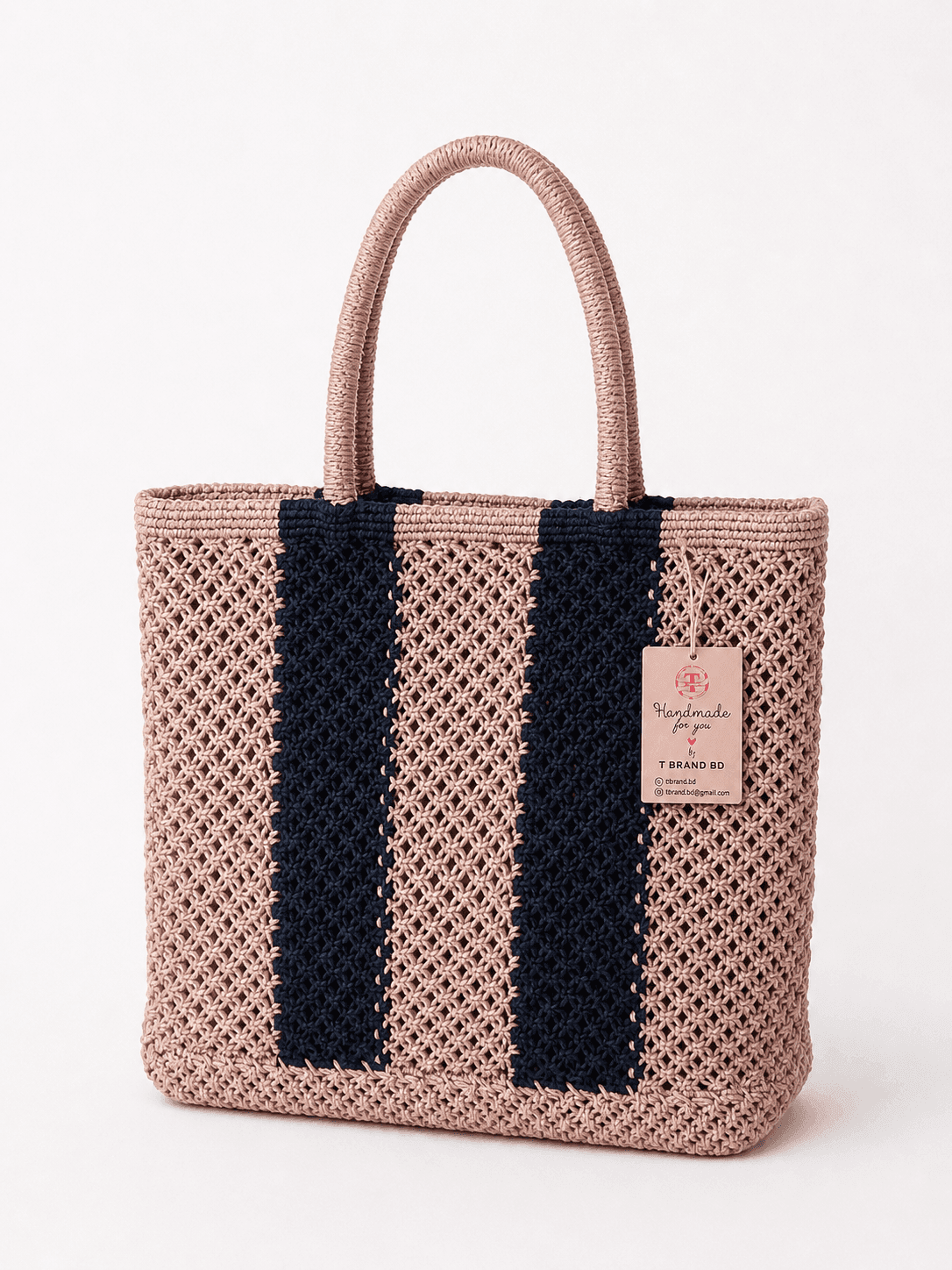 Shadow Stripe Macrame Handbag