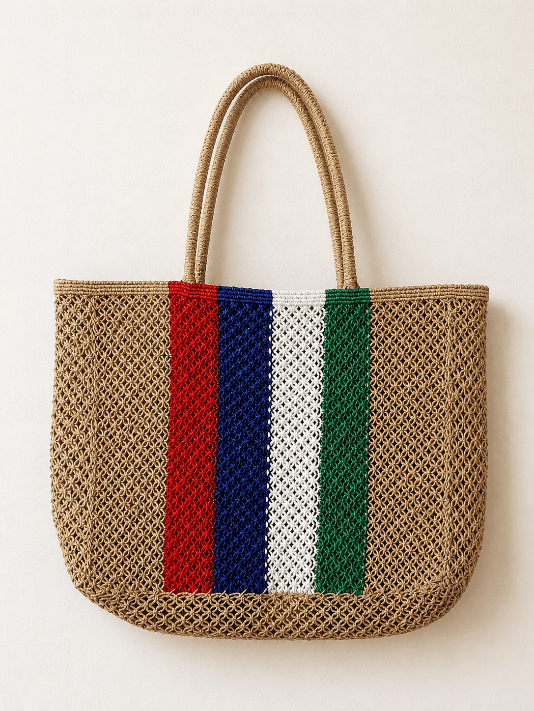 Vertical Multi-Stripe Macrame Bag