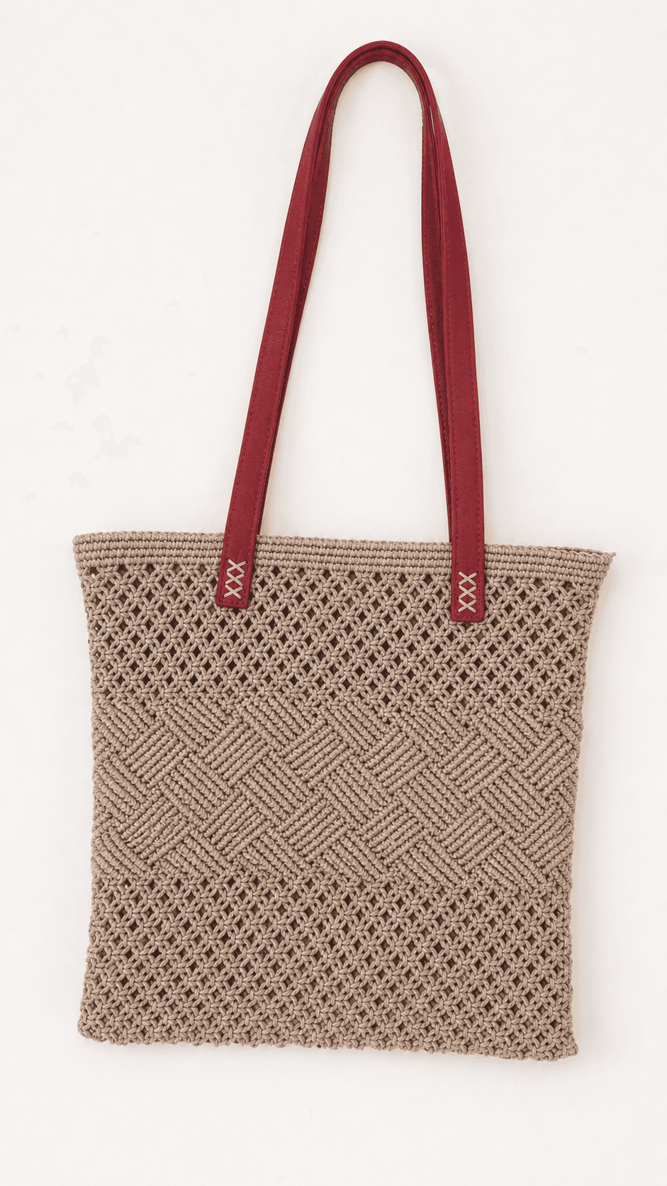 Diamond Weave Red-Handle Satchel