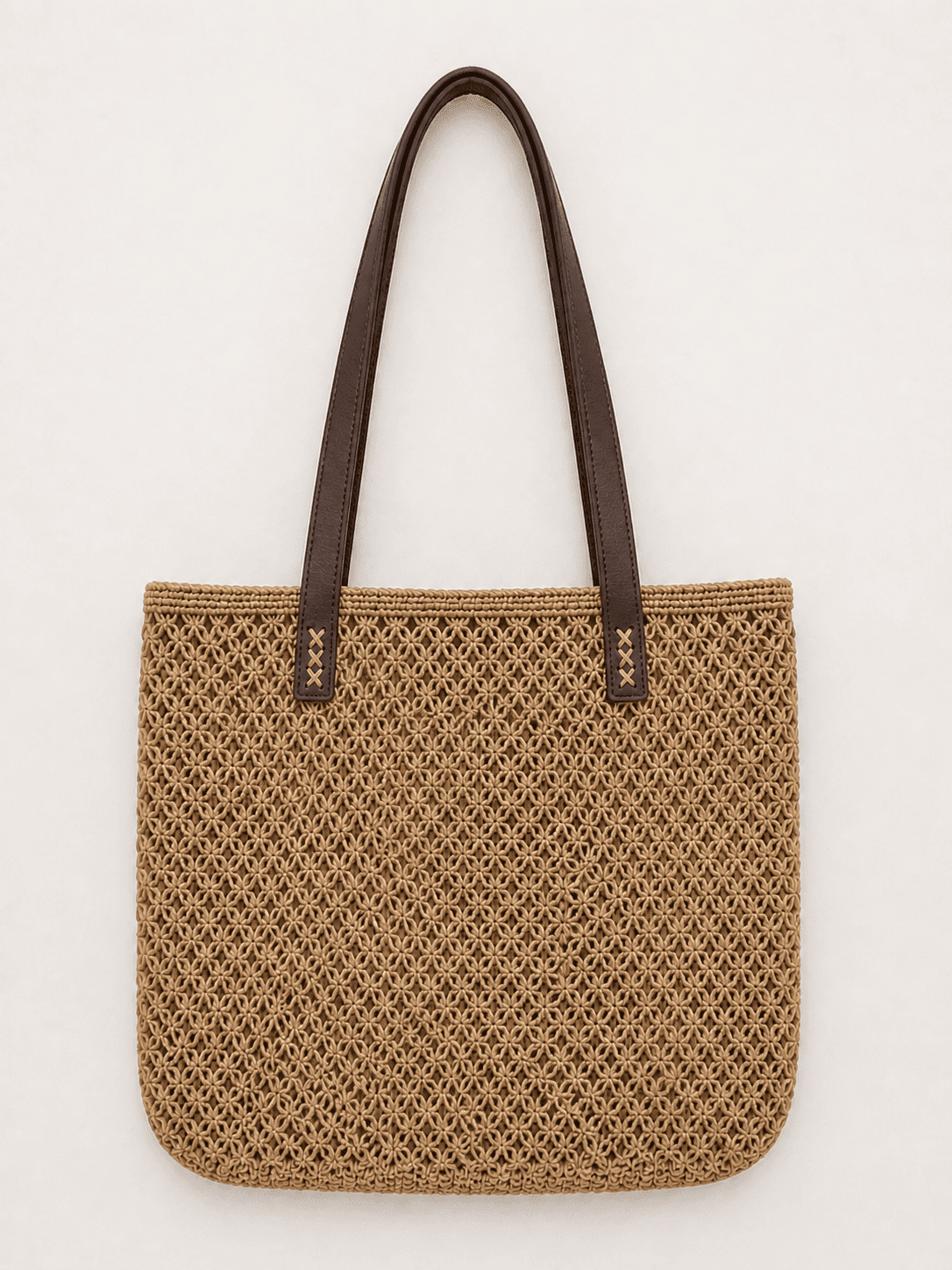 Star-Weave Leather-Handle Carryall
