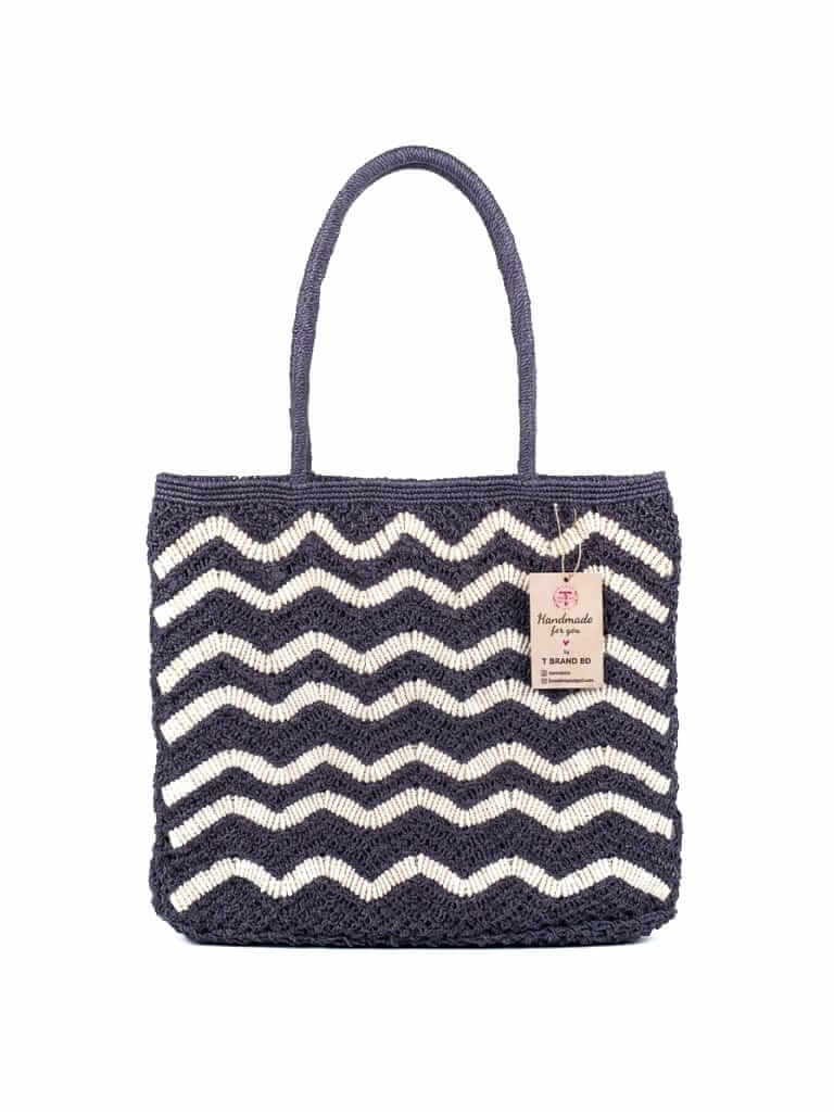 Charcoal Wave Macrame Shopper